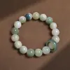 Pulseira de círculo duplo de raiz de bodhi cor de sebo jade branco para homens e mulheres tocando com corda de mão acessórios de coelho branco carvão presente para namoradas