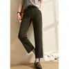 Serie Gris Primavera 2026 Nuevo Estilo Elegante Color Sólido Básico Versátil Adelgazantes Rectos de Nueve Puntos Pantalones Cigarrillo para Mujer