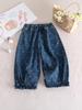 Calças de Menina Outono 2025 Novas Elegantes da Moda Calças Largas Soltas para Bebê Calças Jeans Infantis de Primavera e Outono