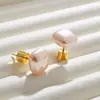 Pendientes de Botón Cuadrados de Perla Populares de Influencer de Moda Pendientes Versátiles Exquisitos Pendientes de Diseño de Nicho de Perla de Pan de Alto Nivel