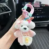 Nuevo Suéter Rayado Lindo Llavero de Peluche Caniche Oso de Peluche Adorable Colgante para Bolso Muñeco Perro Pequeño