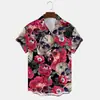 Camisa para hombre de manga corta con cuello, estampado digital 3D de patrón de calavera de lunares, sitio independiente de Amazon