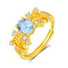 Anillo de Piedra Natural Flor de Iris Anillo de Plata de Ley S925 para Mujer Diseño de Nicho Retro Resistente Joyería de Cristal de Gama Alta