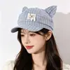 Sombrero Octagonal Adorable de Gato con Orejas de Cuadros Dulces para Mujer, Sombrero de Pico de Pato, Nuevo Estilo Otoño Invierno, Adelgazante para la Cara, Boina de Pintor, Tendencia