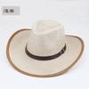 Sombrero de vaquero occidental de estilo americano de verano, sombrero de caballero de paja, sombrero para exteriores, sombrero para el sol, sombrero transpirable para hombres y mujeres.