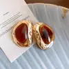 Pendientes colgantes ovalados de acrílico con degradado de aguja de plata, pendientes de nicho de alta gama, pendientes de mujer vintage personalizados de moda