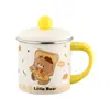 Vaso de agua para niños de acero inoxidable 316 con tapa, vaso para beber para bebé, taza de leche de dibujos animados para guardería, anti-quemaduras y anti-caídas