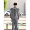 Traje Deportivo de Cuadros Estilo Americano Falso Dos Piezas para Hombres y Mujeres, Chaleco Simple y Relajado de Verano, Conjunto Casual Holgado de Dos Piezas