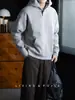 [Coleção de Designs Criativos da Linha Ming] Moletom com capuz e bolsos de peso pesado, casual masculino, levemente oversized, jaqueta pullover versátil para outono/inverno