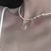 Blanco Hada Luz de Luna Conjunto de Dos Piezas Doble Capa Superpuesto Cadena para Clavícula Luna Nuevo Estilo Lujo Ligero Diseño de Nicho para Mujeres