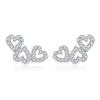 Aretes de Plata Esterlina S925 Amor Calado para Mujer Aretes de Diamante Románticos de Lujo de Entrada Japoneses y Coreanos Sencillos Elegantes Joyería para Oreja en Forma de Corazón