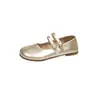 Sapatos Mary Jane Simples Prata Fosco Francês Femininos 2026 Novo Outono Bico Redondo Estilo Coreano Suave Sapatos Pequenos de Couro