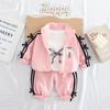 Traje para Niñas Yihao Otoño Nuevo Estilo Coreano Lazo Ropa de Primavera y Otoño Tres Piezas Manga Larga Ropa para Bebé Niña