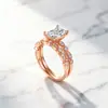 Anillos Tonglin Estilo Europeo y Americano, Anillos de Plata S925 Ligeros y de Lujo a la Moda, Anillos Apilables para Mujer con Diamante Sintético en Oro Rosa