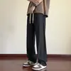 Pantalones de Hielo de Seda Texturizados para Hombre, Nuevo Estilo Otoño 2025, Pantalones Largos Casuales con Caída, Pantalones Anchos Sueltos para Hombre