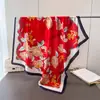 Bufanda Cuadrada Grande de Seda Artificial para Mujer, Primavera y Verano, Delgada, para Viaje, Protector Solar, Chal, 90x90cm, Bufanda, Bufanda Decorativa, Pañuelo para la Cabeza