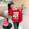 Roupas de Ano Novo para Meninas 2026 Novo Estilo Moletom de Lã para Meninas Roupa de Inverno Estilosa Top Vermelho Festivo de Ano Novo para Crianças