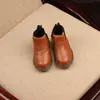 Botas de cuero para niños de primavera y otoño transfronterizas, Botas Martin casuales para niños, Zapatos infantiles retro de moda engrosados para niñas con cremallera lateral