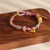 Tienda de Oro Mismo Estilo Cuerda Trenzada de Calabaza Pulsera de Hilo Mariposa Esmalte Cuentas de Transferencia Dorada Pulsera de Cuentas