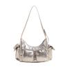 2025 Nuevo Bolso de Hombro Casual Elegante de Doble Bolsillo para Otoño e Invierno Bolso Cruzado de Moda para el Brazo Bolso de Nicho para Mujer