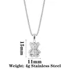 Collar con Colgante de Oso de Dibujos Animados de Acero Inoxidable Estilo Coreano Ins, Cadena Versátil para Clavícula de Uso Diario, Collar Popular en Línea