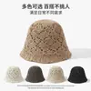 Sombrero de pescador de punto hueco estilo coreano para mujer, transpirable y adelgazante, adecuado para primavera y verano, protector solar, sombrero tipo cubo versátil estilo japonés