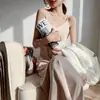 Novo Vestido Lingerie Sexy Feminino 2022 Comprimento Médio Primavera e Verão Cor Sólida Base para Usar por Baixo