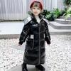 Abrigo de Algodón Acolchado para Niñas Sin Lavado Modelo Nuevo de Invierno 2025 para Niños Mayores, Chaqueta Acolchada de Algodón Brillante de Media Longitud con Algodón Extra y Forro Grueso
