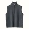 Chaleco de Punto de Cachemira de Cuello Alto con Cremallera de Moda para Otoño e Invierno para Mujer, Nuevo Estilo 2026, Chaleco Suéter de Color Sólido de Corte Holgado