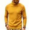 Suéter para Hombre 2026 Otoño/Invierno Nuevo Europeo y Americano Cuello Alto Color Sólido Rayado Corte Delgado Tejido de Punto Suéter Cálido Capa Base
