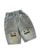 Pantalones de Mezclilla de Verano para Niños y Niñas, Elegantes Pantalones Cortos de Moda Coreana Bordados con Dibujos, Delgados y a la Moda