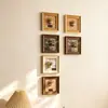 Marco de fotos magnético creativo para plantas de aire, marco de fotos retro para escritorio, pared interior, forma cuadrada, 5 pulgadas