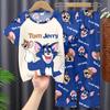 Pijama de Verano para Niños de Tailandia, Camiseta de Manga Corta y Pantalones Cortos, Delgado, Infantil, Nuevo 2025, Ropa de Casa para Niños, Traje para Niños Medianos y Grandes
