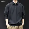 2026 Novo Moletom Masculino Outono/Inverno Solto Tamanho Grande Casual Manga Longa Roupas de Alta Qualidade Marca da Moda Patchwork Gola Polo