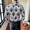 Camisa de manga larga con solapa y sin plancha para hombre, nueva tendencia, con estampado digital, informal, de moda, 3009