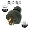 Gama completa de accesorios para generadores de gasolina, incluyendo varios enchufes: Clavijas de tres polos estilo americano, estilo europeo y estilo japonés