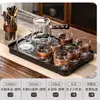 Juego de Té de Cristal, Lujo Ligero para Uso Doméstico, Tetera de Gama Alta para Sala de Estar, Juego Completo para Uso en Oficina, Mesa y Bandeja de Té Kung Fu