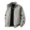 Jaqueta Nova Masculina Outono Inverno Marca Tendência Jaqueta de Couro com Veludo Plus Jaqueta para Montanhismo ao Ar Livre Casual Versátil Moda Proteção contra o Frio À Prova de Vento Exterior