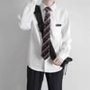 [Apuntar a la derecha] uniforme jk/DK original japonés básico diario camisa de manga larga para hombre camisa de cuello puntiagudo blanco y negro