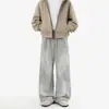 Calça Casual Lavada Estilo Retro Americano da Moda para Homens e Mulheres, Calça de Moletom Reta com Caimento Solto Popular