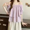 Camisa Cuadrada de Manga Abullonada Estilo Francés Talla Grande para Mujer, Moda de Verano, Blusa de Alto Gama Estilo Muñeca, Favorecedora para Mujeres con Curvas, Top Adelgazante