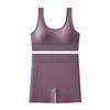 Conjunto de Sujetador Deportivo Transfronterizo para Mujer Sin Aros, Anti-Exposición, Transpirable, a Prueba de Impactos para Correr, Conjunto de Lencería, Pantalones Moldeadores de Abdomen