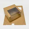 Caja de Papel Kraft Transparente en Stock con Ventana para Gorras de Béisbol Universales, Empaque de Ropa y Sombreros, Caja de Regalo, Caja de Papel