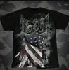 2024 transfronterizo Europa y Estados Unidos nueva camiseta alas cabeza de calavera estampado alta calle cuello redondo manga corta directo de fábrica caliente