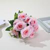 Buquê Simulada 12 Cabeças Rosa Salão de Casamento Arranjo de Corredor Flor Artificial Tecido de Seda Rosa Simulada Decoração Atacado