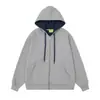 Sudadera con capucha para pareja de estilo callejero de peso pesado, color de tendencia nacional, bloques de color, bordado de cadena, otoño e invierno, chaqueta con cremallera extragrande