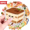 Compra directa transfronteriza de 50 lindas pegatinas de dibujos animados de comida y pasteles, impermeables, para decorar fundas de teléfono, cuadernos y agendas