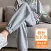 Calça jogger feminina fina e solta para primavera e outono, estilo novo de verão cinza, calça casual tipo harém lanterna para petite