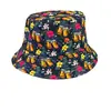 Sombrero de Pescador Estampado Transfronterizo, Reversible, Unisex, Sombrero Versátil con Protección Solar para Actividades al Aire Libre, Sombrero de Cubo Retro con Graffiti