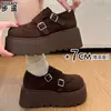 Sapatos Birkenstock Estilo Couro Integral com Solas Grossas para Aumento de Altura, Sapatos Plataforma para Mulheres Baixas, Sapatos Casuais para Combinar com Saias, Mocassins Casuais Femininos